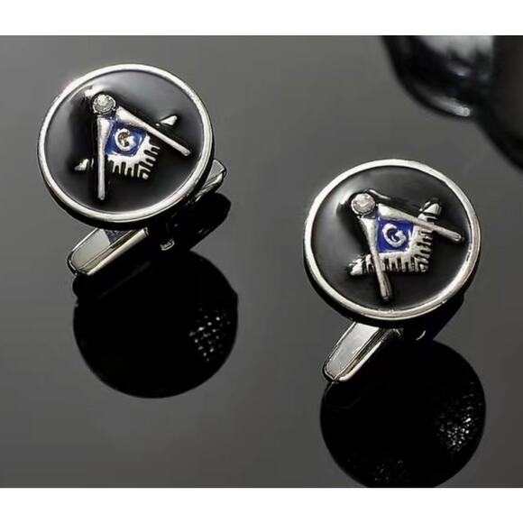 Masonic Enamel Silver Cufflinks - Picture 1 of 2
